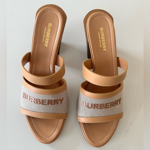 Burberry Logo Print Canvas and Leather Sandals - Picture 15 of 15